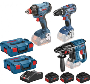 Afbeelding van PROMO BOSCH TOOL KIT 18V 3 MACHINES(GSR/GBH/GWS 18V) + 2 ACCUS 5AH + 1 CHARGEUR RAPIDE+ L-BOXX