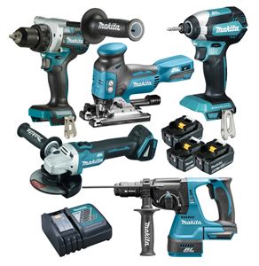 Image sur PROMO BATIBOUW MAKITA PACK DLX5071TJ MACHINE 18V 5 MACHINES + 1 CHARGEUR + 3 ACCUS