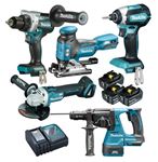 Afbeeldingen van PROMO BATIBOUW MAKITA PACK DLX5071TJ MACHINE 18V 5 MACHINES + 1 CHARGEUR + 3 ACCUS