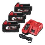 Afbeeldingen van PROMO DE BRY  MILWAUKEE M18NRG503  PACK 2 ACCUS 18V 5AH + CHARGEUR + 1 ACCU 18V 5AH GRATUIT