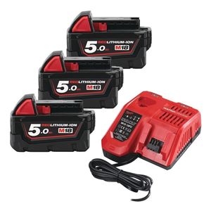 Afbeelding van PROMO DE BRY  MILWAUKEE M18NRG503  PACK 2 ACCUS 18V 5AH + CHARGEUR + 1 ACCU 18V 5AH GRATUIT