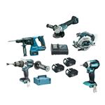 Afbeeldingen van PROMO  MAKITA PACK DLX5070TJ MACHINE 18V 5 MACHINES + 1 CHARGEUR + 3 ACCUS 5AH + 1ACCU 4AH