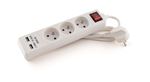 Afbeeldingen van LUMX Triple prise + interrupteur - H05VV-F 3G1,5 mm 1,5 m. câble + 2 x USB